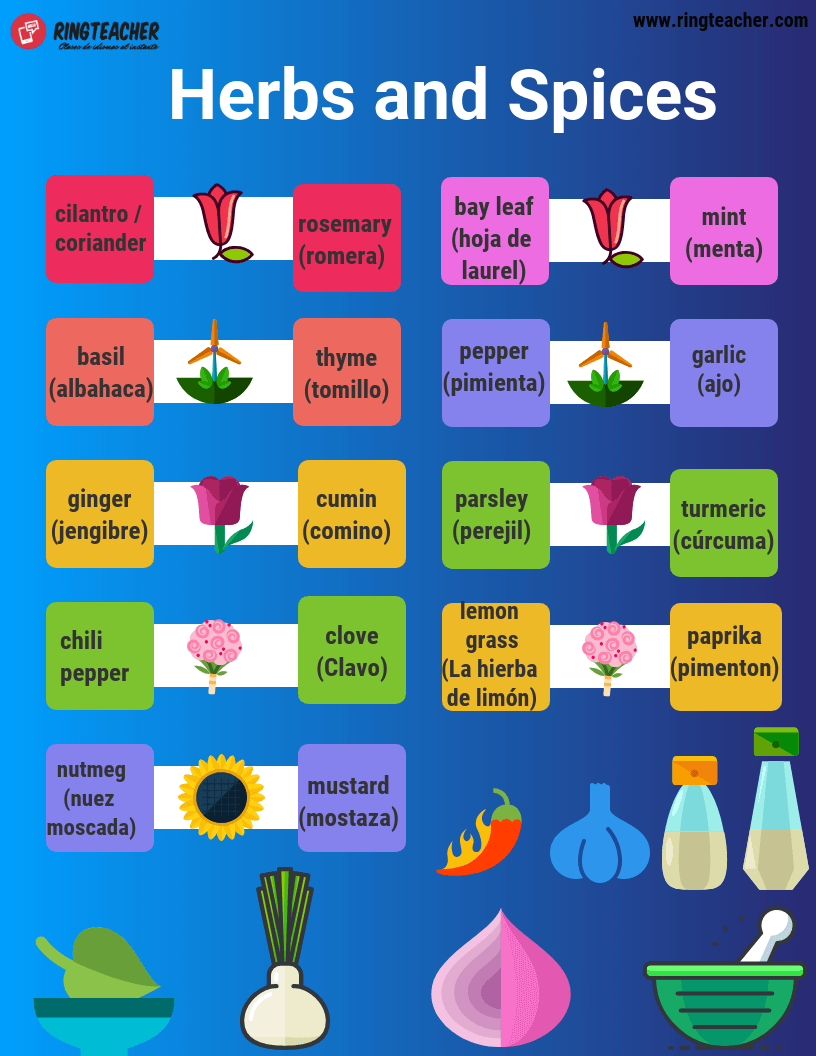 hierbas y especias en inglés