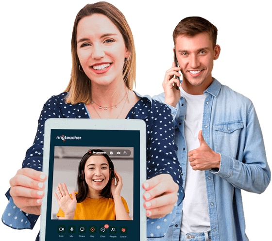 Alumnos de Ringteacher practicando inglés online con profesores nativos